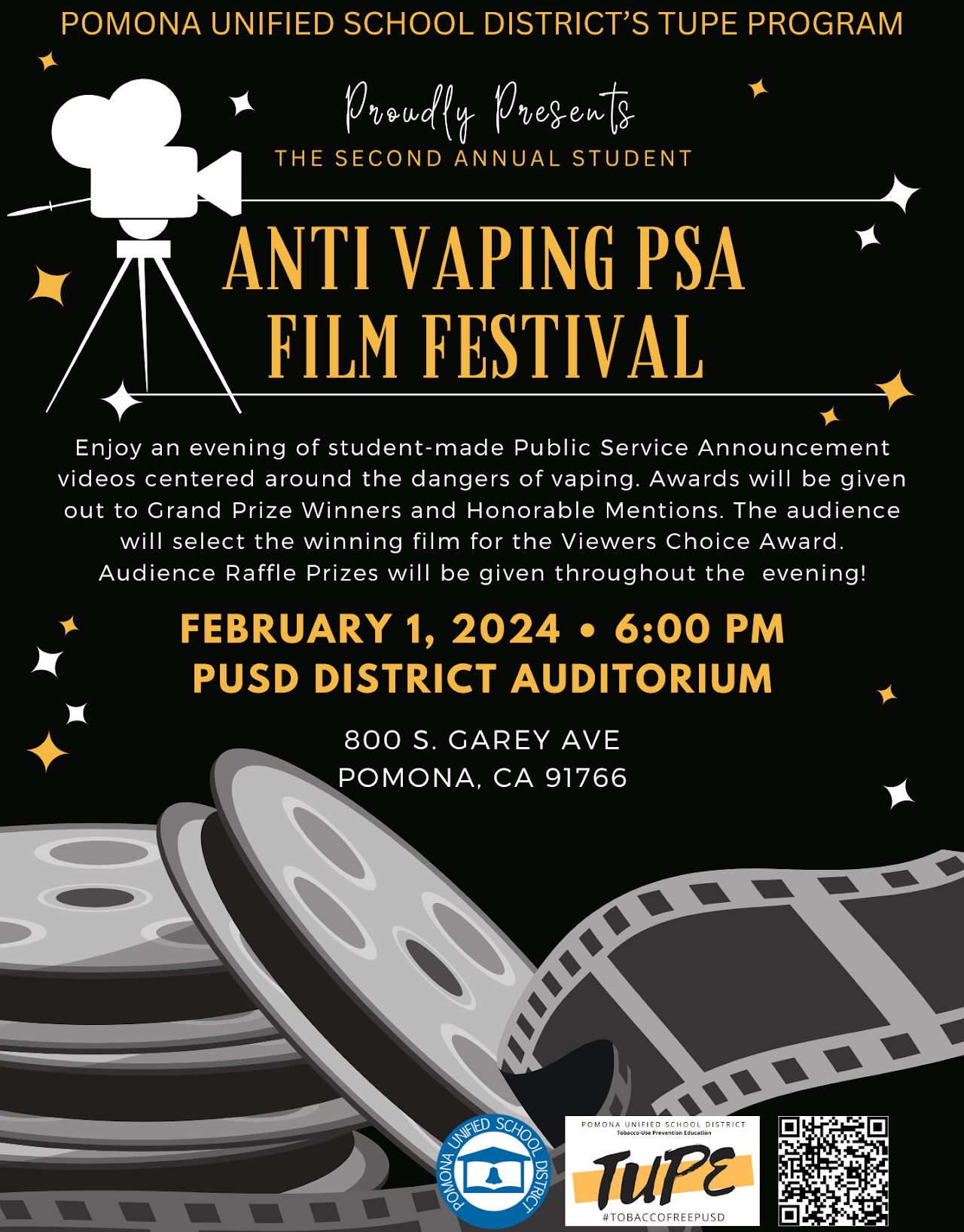 TUPE PSA Film Festival - image for web, event is on 2/1/24